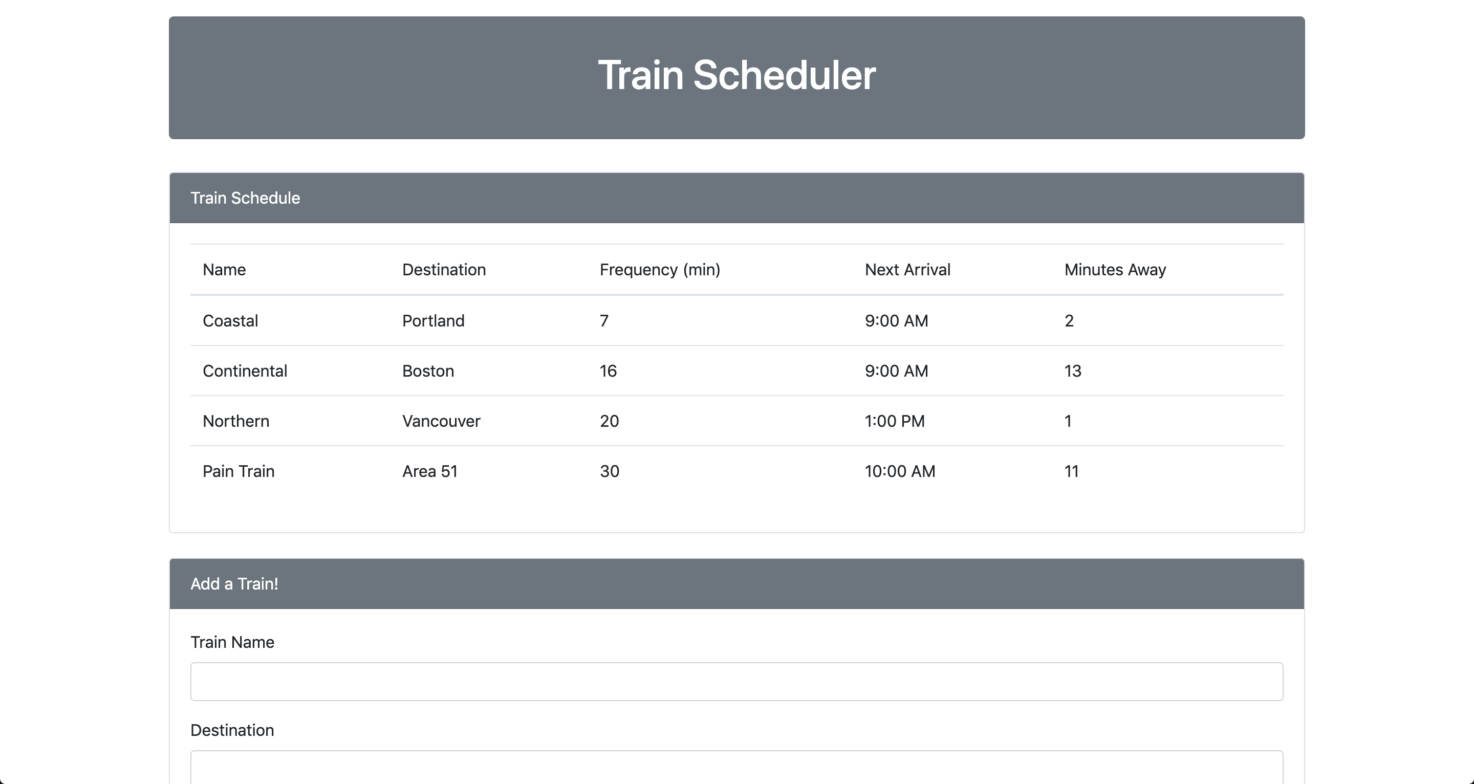 Train Scheduler